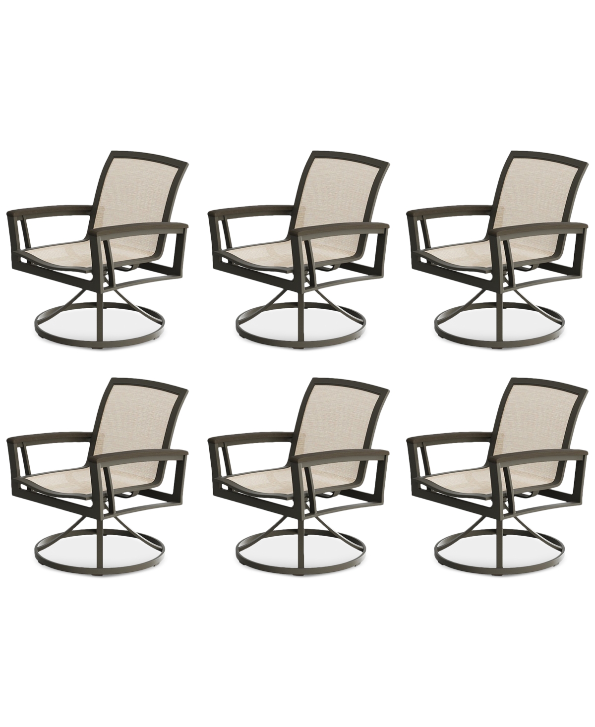 Agio Bartow Outdoor, Swivel Chairs Set Of 6 In Brown