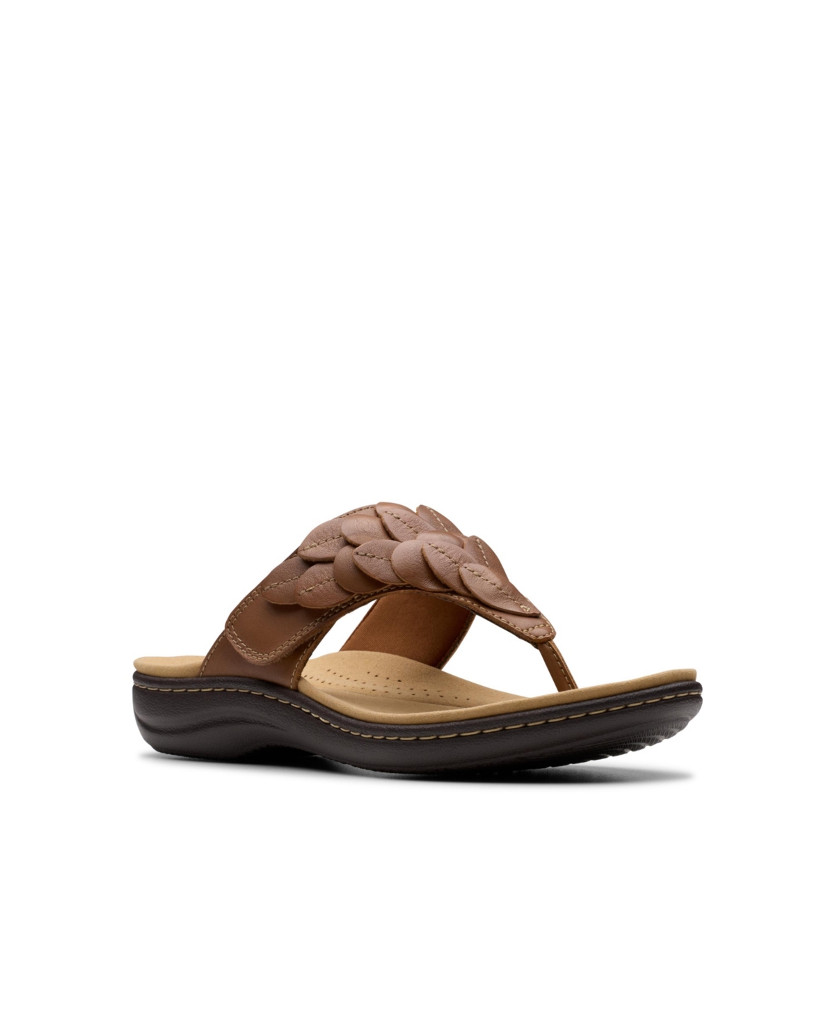 Shop Clarks Collection Women's Laurieann Palm Flip-flop Sandals In Tan Leather