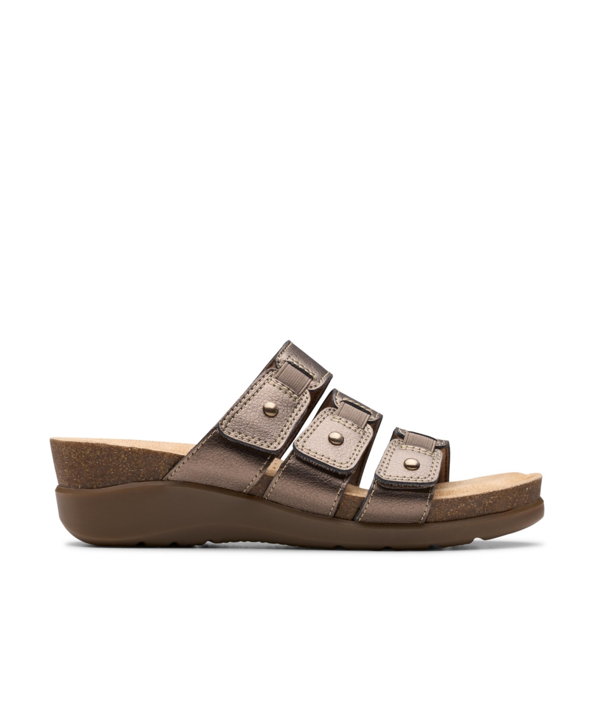 Clarks Collection Women's Calenne Lily Wedge Sandals In Bronze Metallic Leather