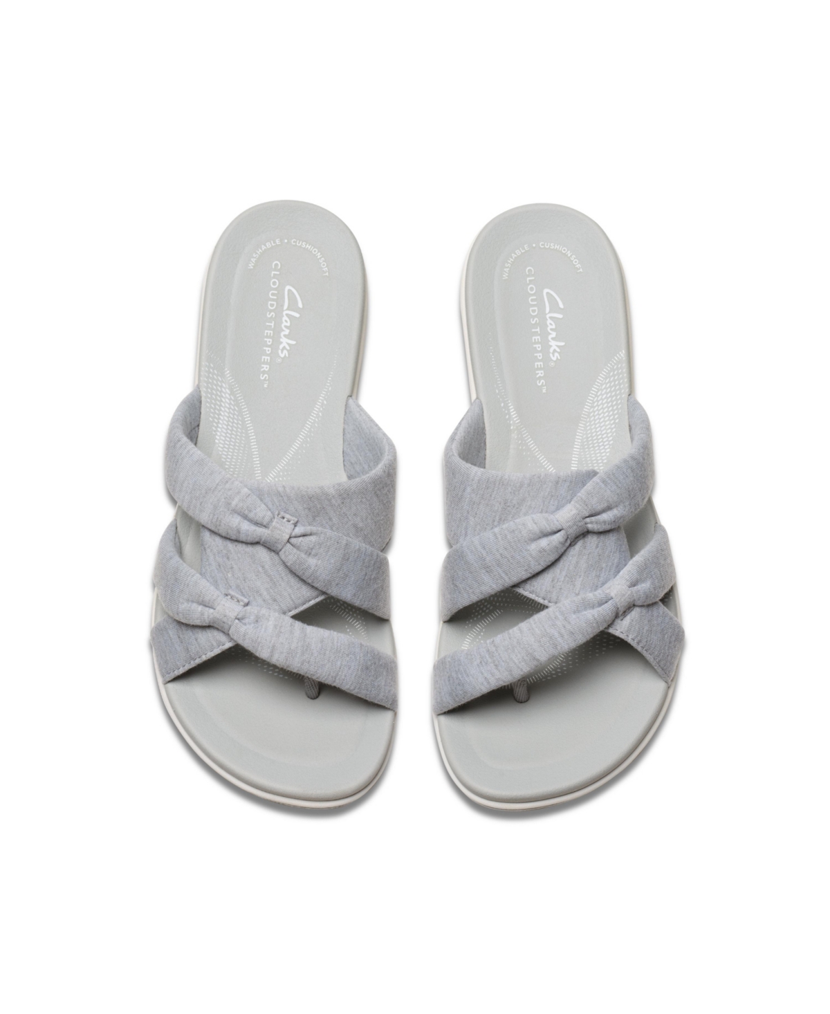 Clarks Cloudsteppers Women's Breeze Rae Cam Slip-on Flat Sandals In Light Gray Textile