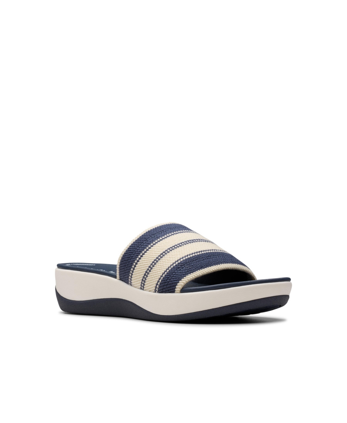 Clarks Cloudsteppers Women's Arla Hollis Slip-on Flat Sandals In Navy Combi Textile