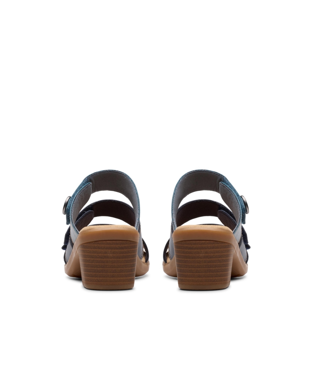 Shop Clarks Collection Women's Emily2 Adella Block Heel Sandals In Navy Multi Leather