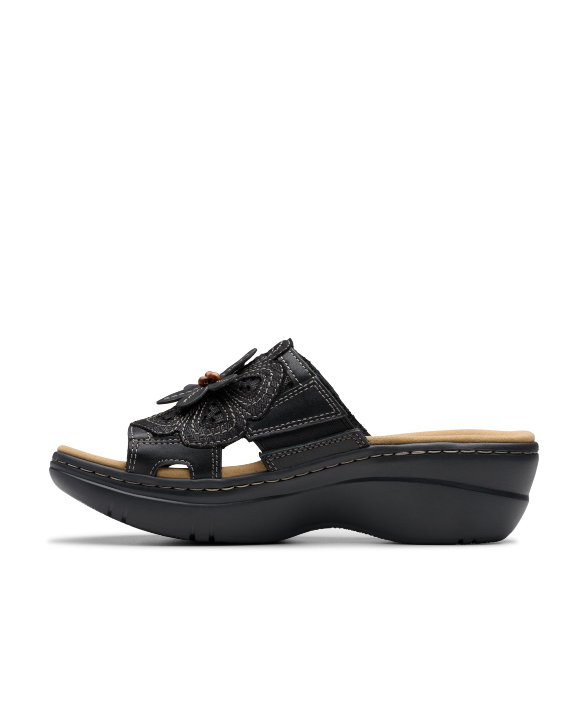 Clarks Collection Women's Merliah2 Belle Wedge Sandals In Black Combi Leather