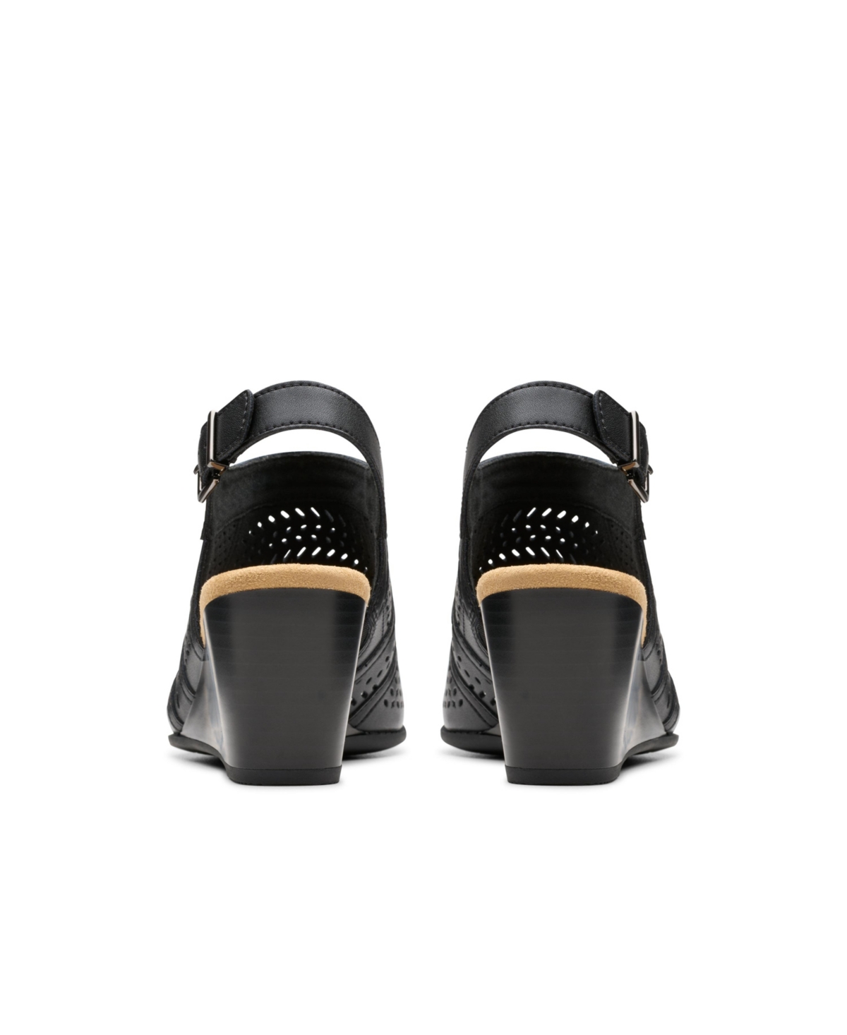 Clarks Collection Women's Emmalae Hope Wedge Sandals In Black Leather