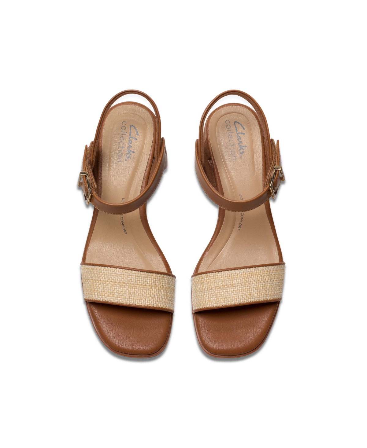 Clarks Collection Women's Jaylan Ray Square Toe Sandals In Natural Interest Leather