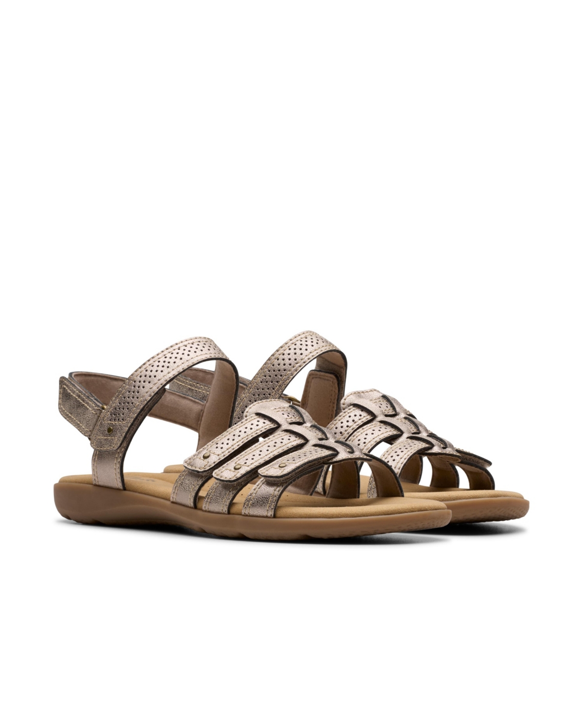 Clarks Collection Women's Elizabelle Kay Riptape Flat Sandals In Taupe Metallic