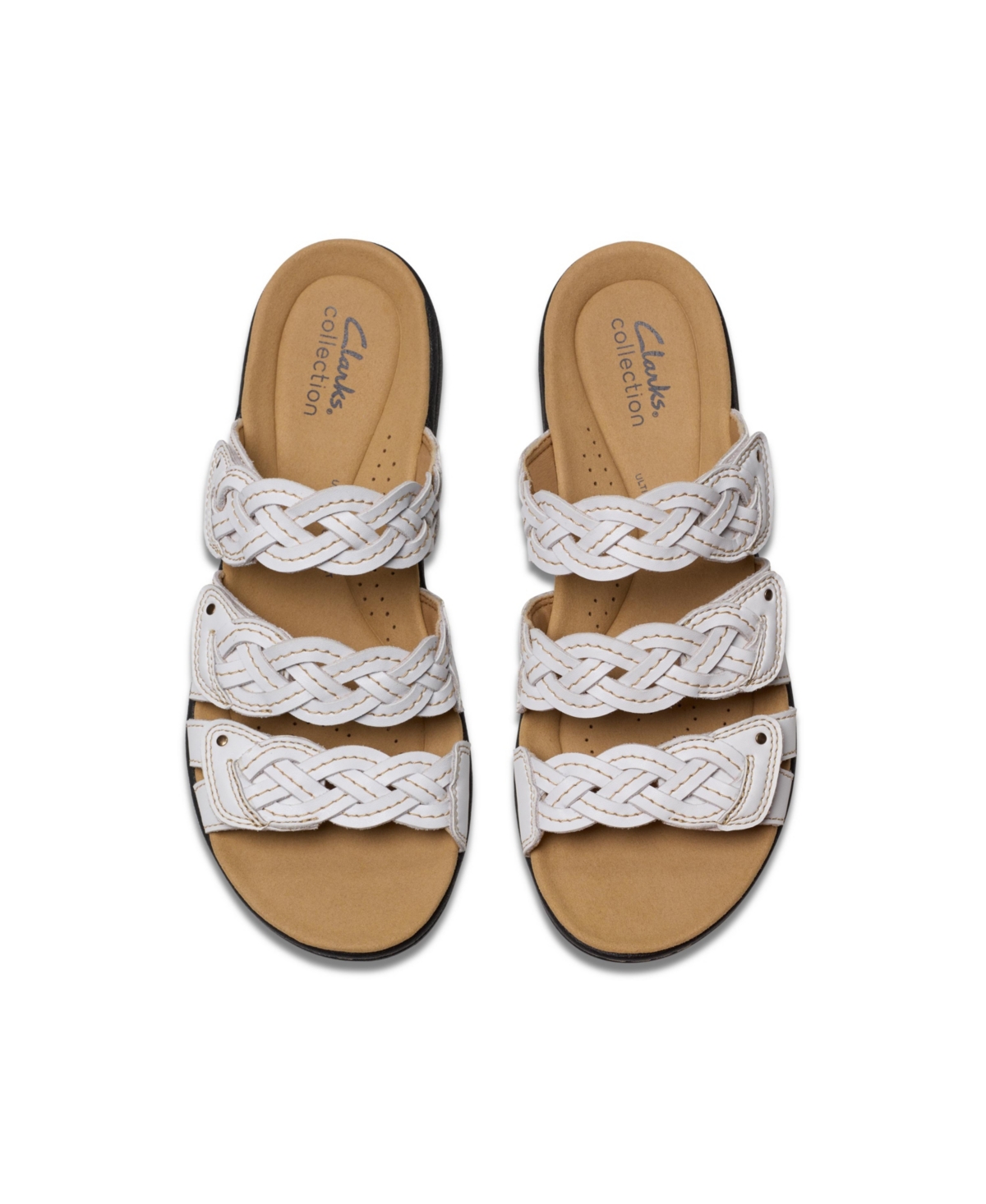 Clarks Collection Women's Laurieann Rio Slip-on Flat Sandals In White Leather