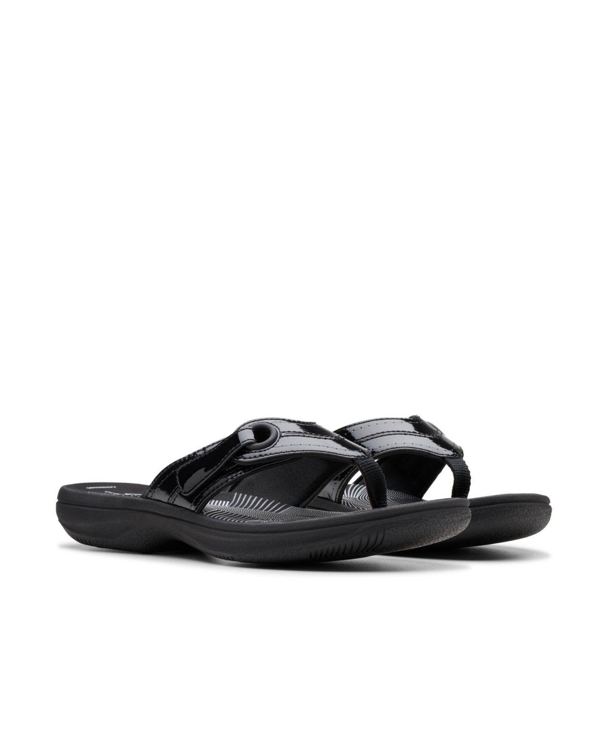 Clarks Cloudsteppers Women's Breeze Reyna H Slip-on Sandals In Black Patent