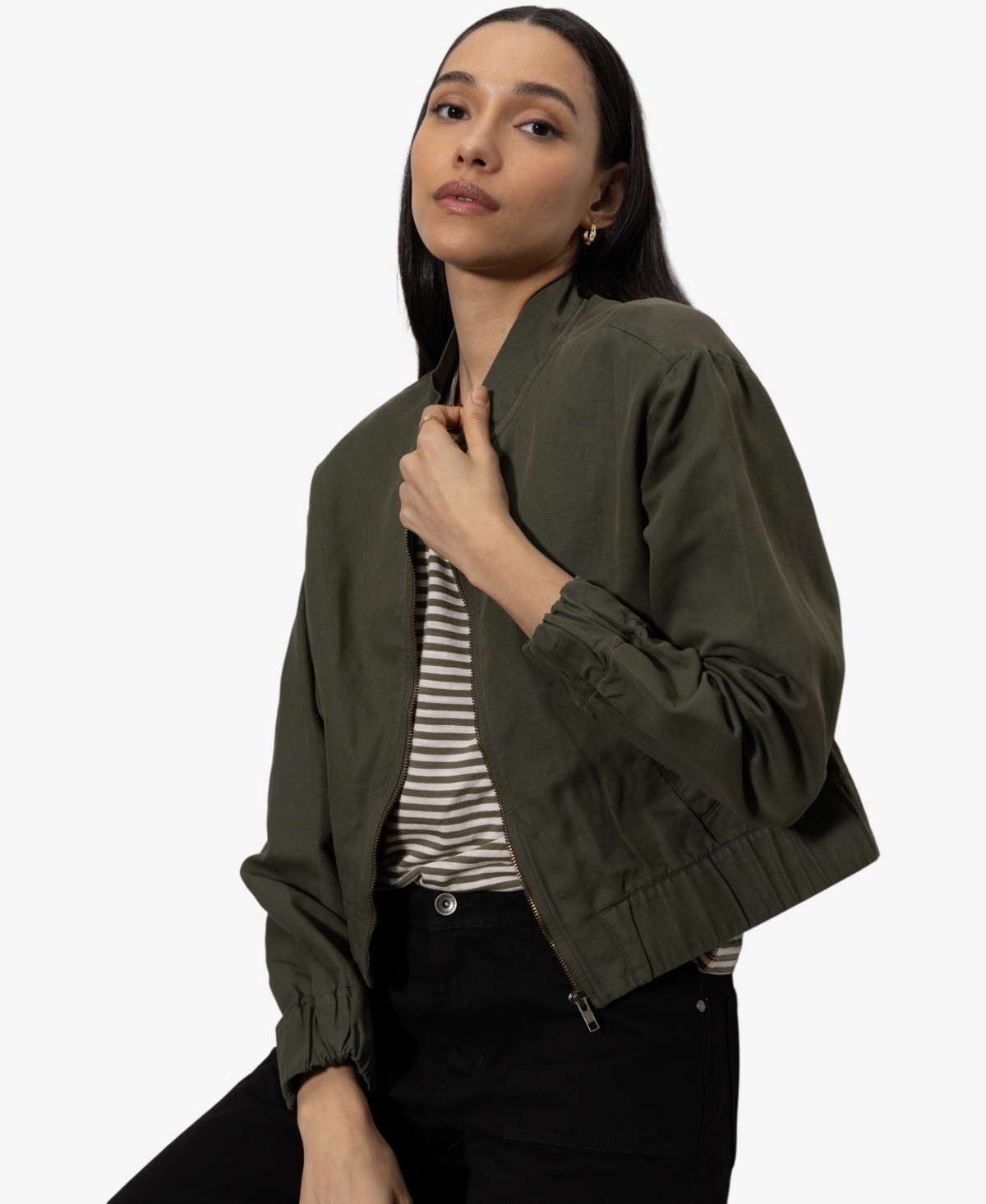 Sanctuary Linen Blend Bomber Jacket In Kalamata