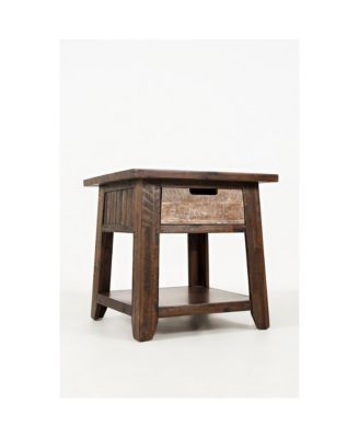 Painted Canyon Rustic Solid Acacia  End Table