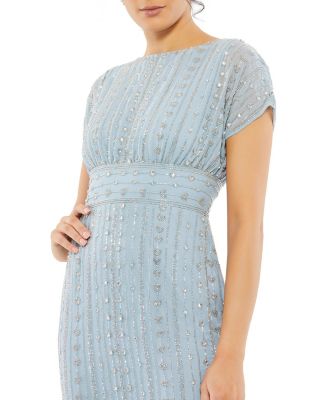 Women's Beaded Cap Sleeve Column Midi Dress
