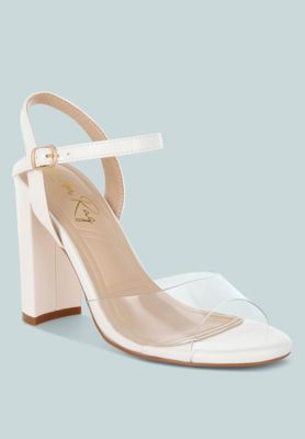 Womens Perta Clear Strap Block Heel Sandals