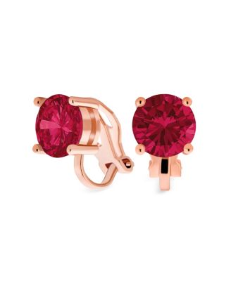 2CT Solitaire Round Cubic Zirconia CZ Clip On Stud Earrings Non Piercing