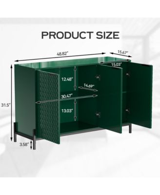 Modern Storage Cabinet with Adjustable Shelves, 49IN Accent Cabinet with 3 Doors, Decorative Cabinets for Living Room, Kitchen, Office