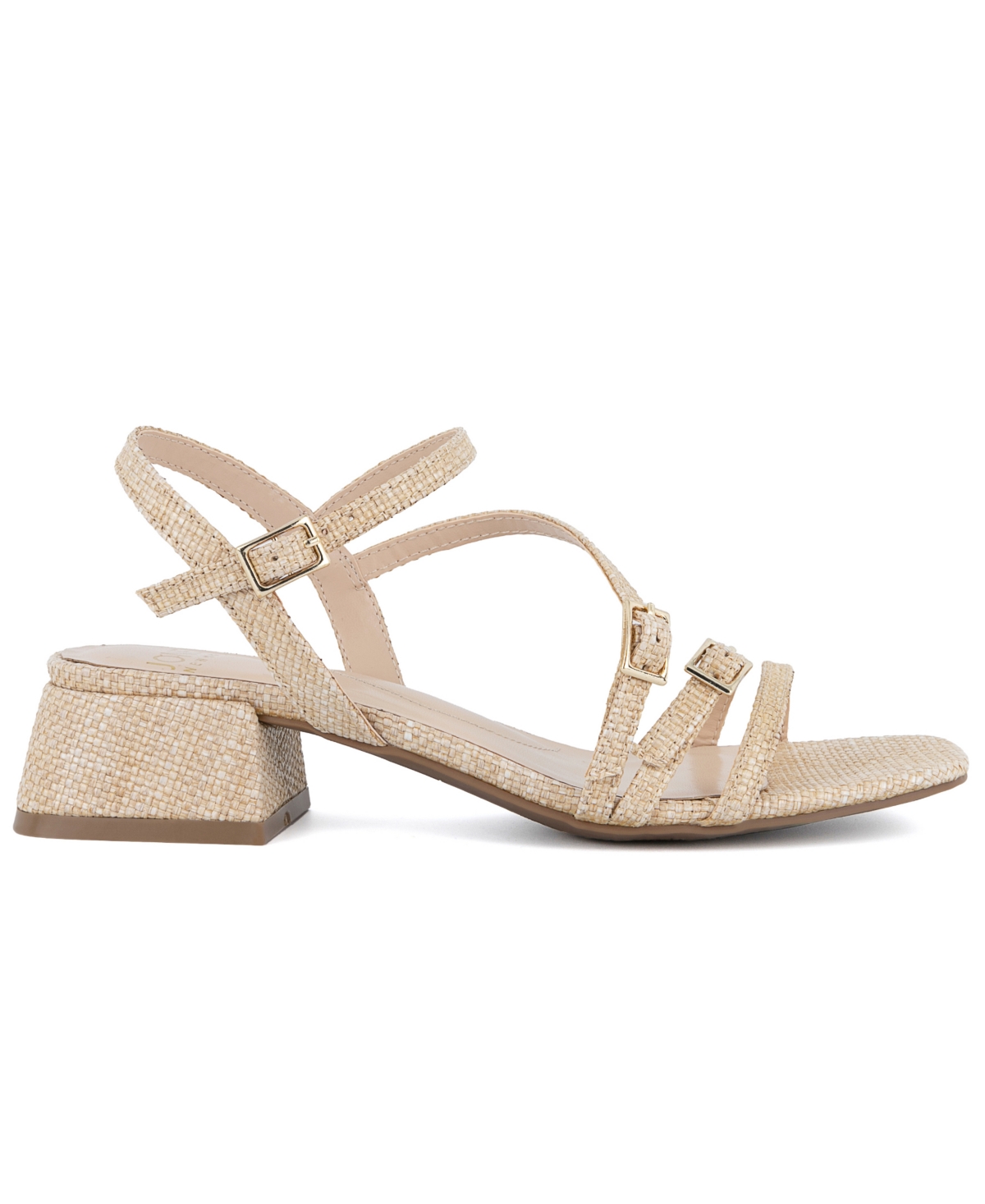 Shop Jones New York Women's Unasyn Block Heel Strappy Dress Sandals In Natural Raffia