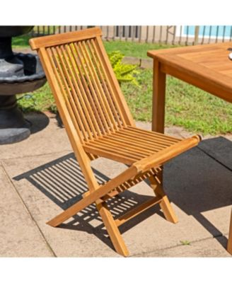 Outdoor Solid Teak Wood with Stained Finish Hyannis Folding Dining Chairs - Light Brown
