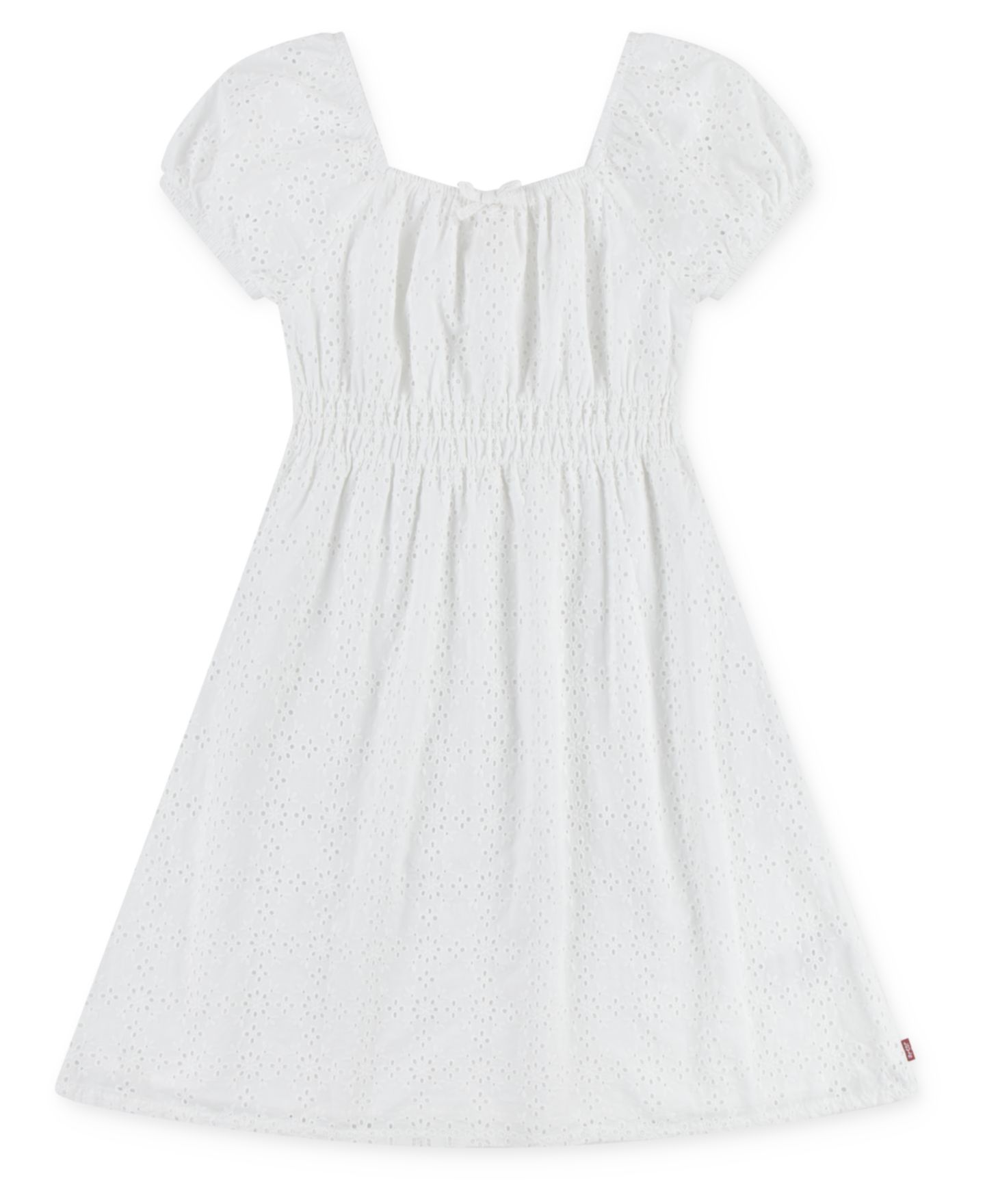 Платье Levi's Eyelet Short-Sleeve Dress для девочек, цвет: Яркий белый — фото 5