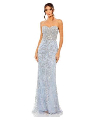 mac duggal strapless embellished a line dress Mac Duggal Strapless Feather Embellished Gown