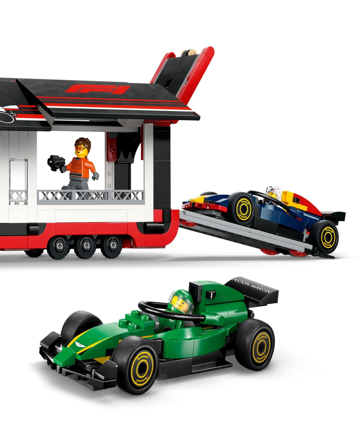 LEGO CITY F1 TRUCK WITH RB20 AND AMR24 F1 CAR TOYS 60445, 1086 PIECES 
