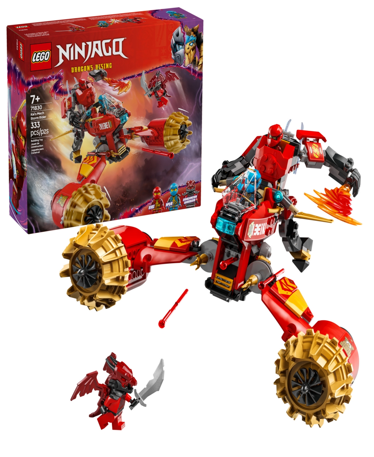 LEGO NINJAGO KAI'S MECH STORM RIDER ACTION FIGURE BUILDING TOY 71830, 333 PIECES 