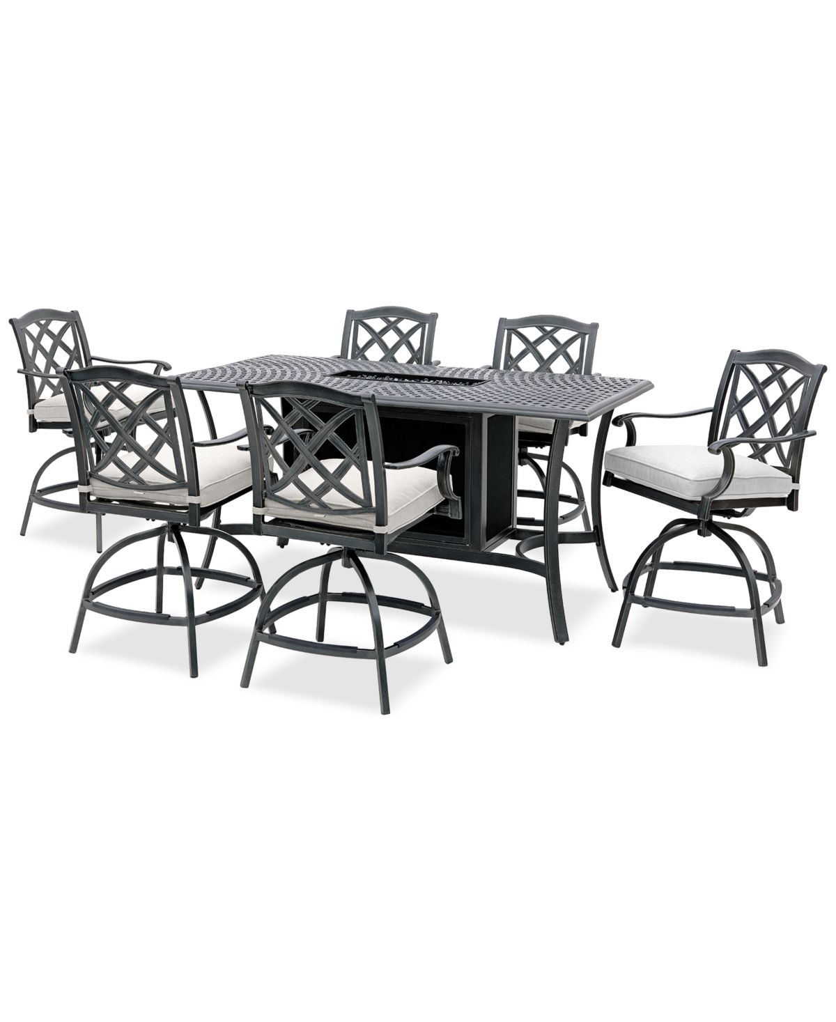 AGIO WYTHBURN 7-PC. OUTDOOR BAR HEIGHT FIRE PIT CHAT SET, CREATED FOR MACYS 