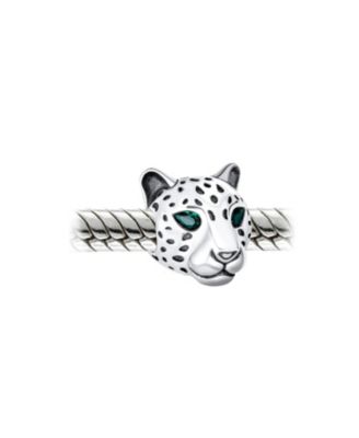 Jaguar Panther Charm Bead with CZ Eyes in Oxidized Sterling Bracelets