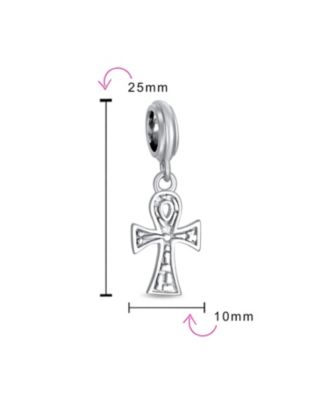 Egyptian Ankh Cross Dangle Charm Bead in Oxidized Sterling Silver Bracelets