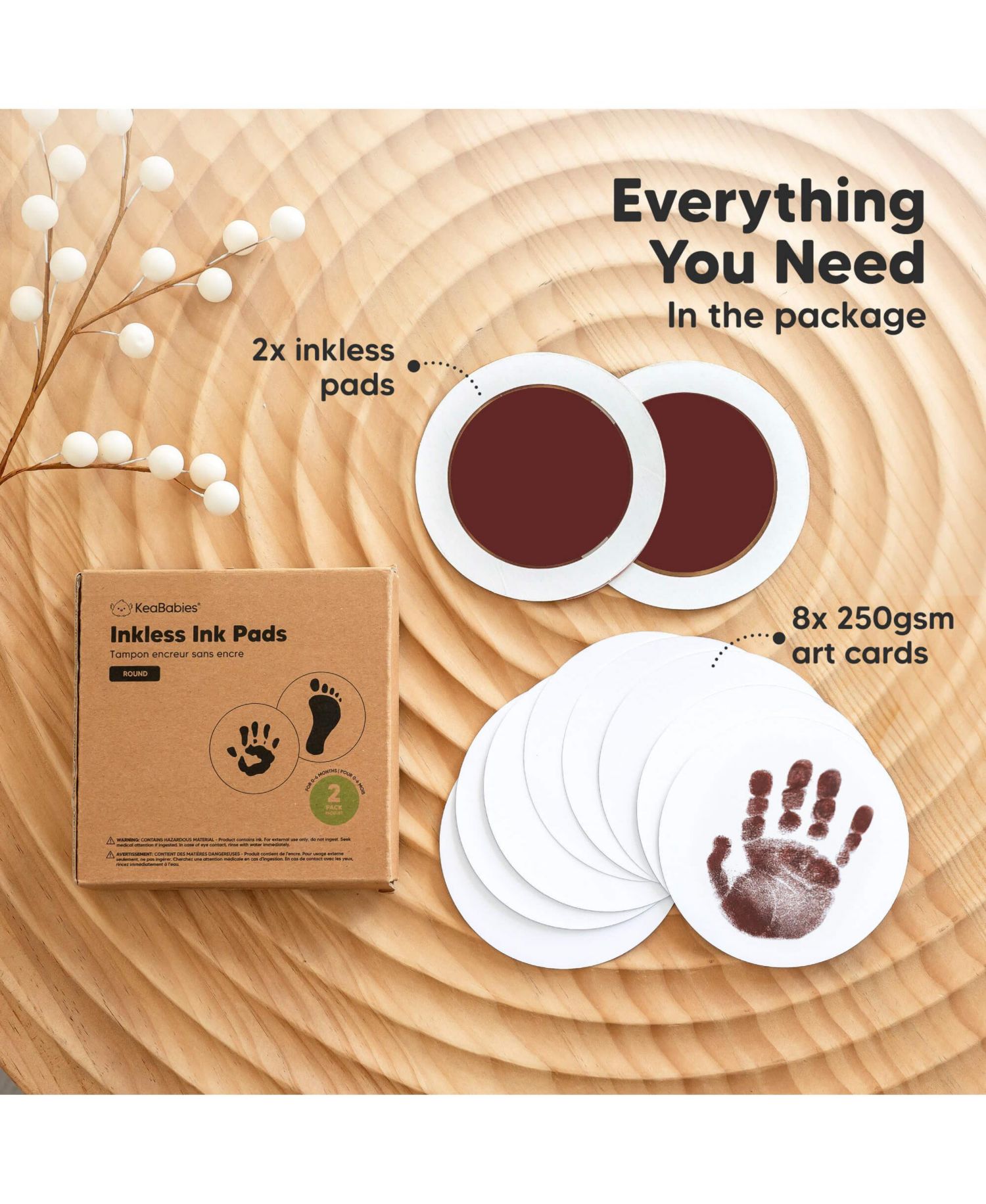 2pk Round Inkless Ink Pad for Baby Hand and Footprint Kit, Clean Touch Dog Paw, Dog Nose Print Kit, Baby & Pet Safe