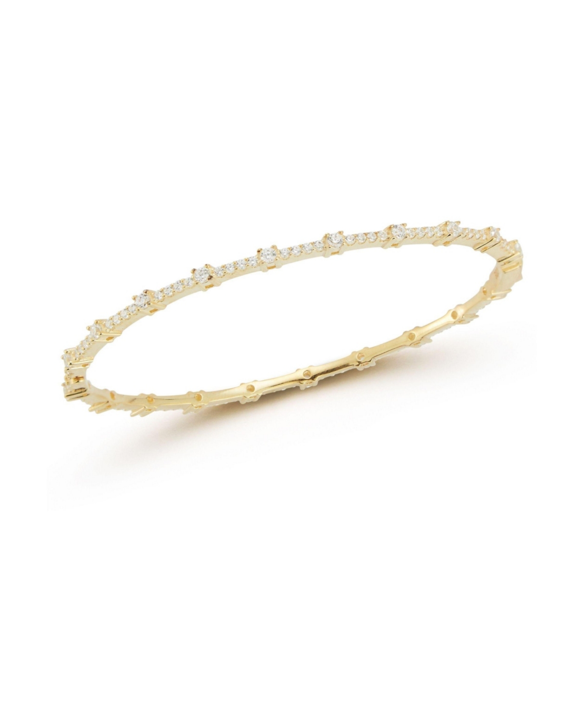 Sterling Silver Thin Pave Bangle Bracelet - Silver