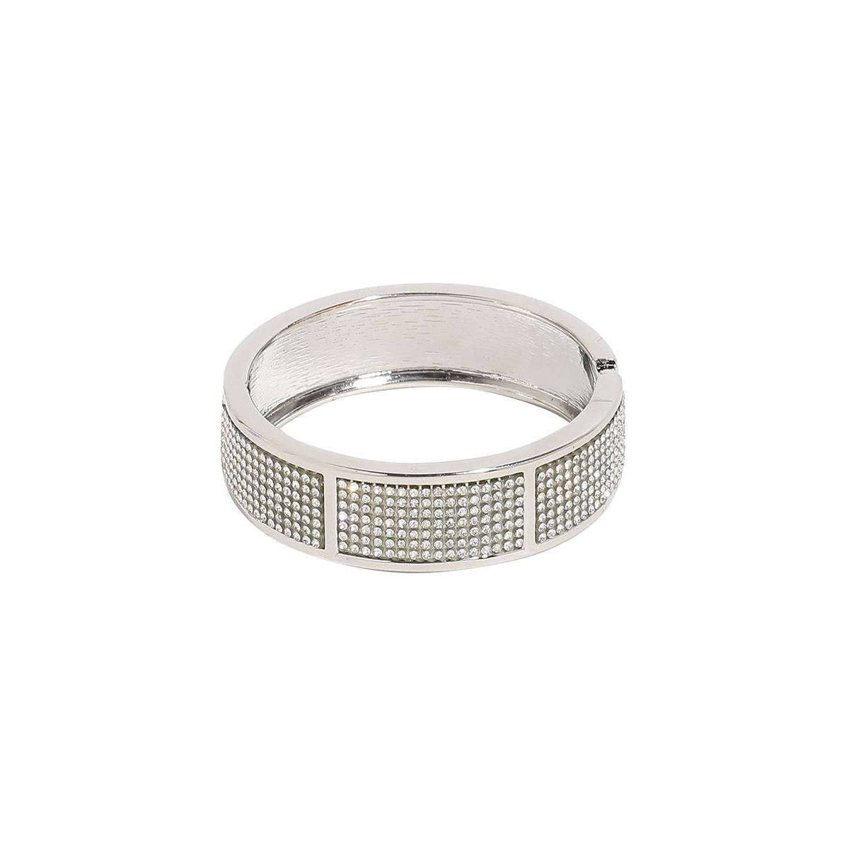 Embellished Cluster Band Bracelet - Silver