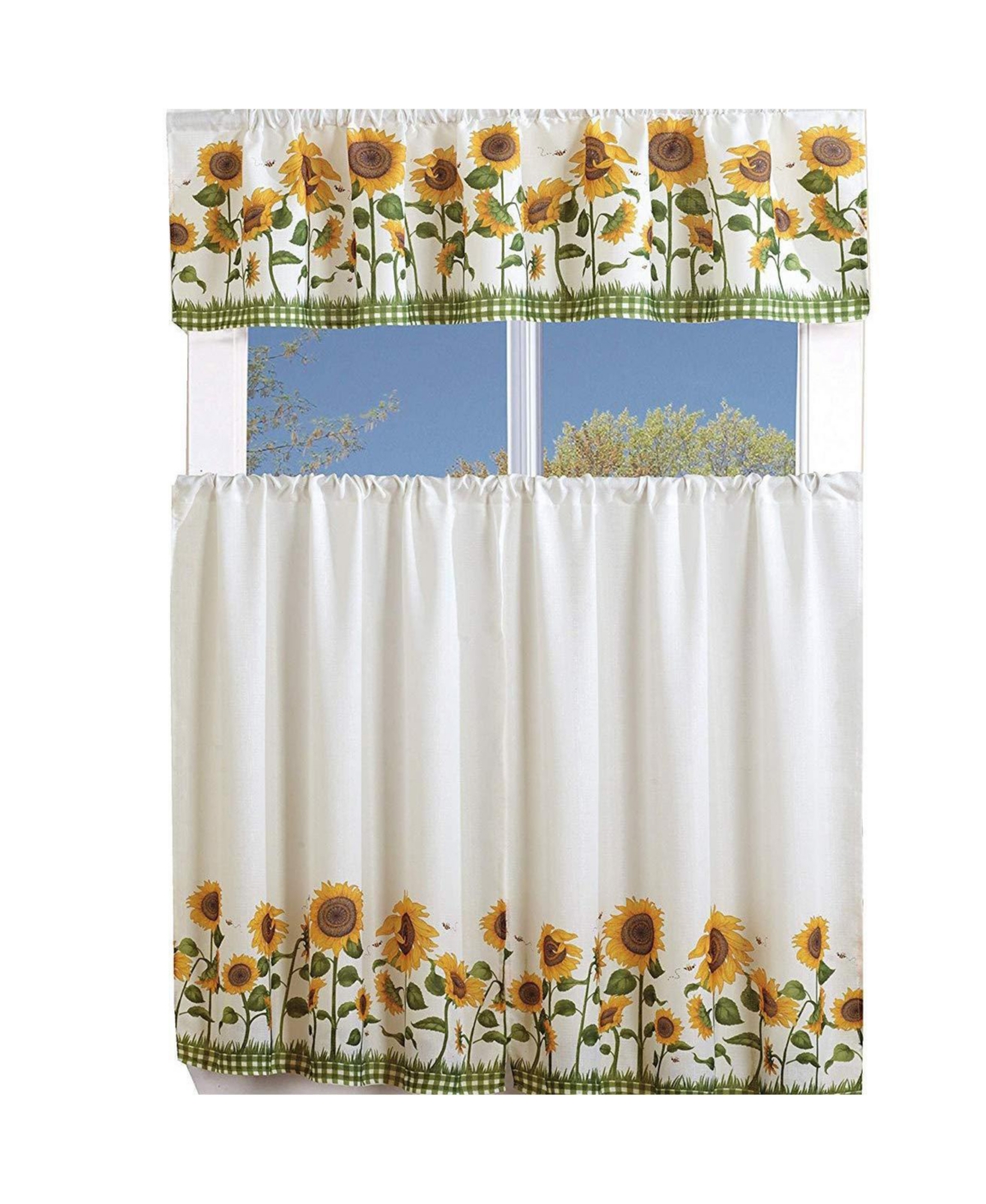 3 Piece Kitchen Cafe Curtain With Swag and Tier Window Curtain Set