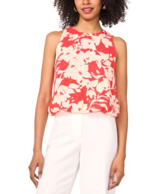 Vince Camuto Women's Floral-Print Asymmetrical Peplum Top White Size Large
