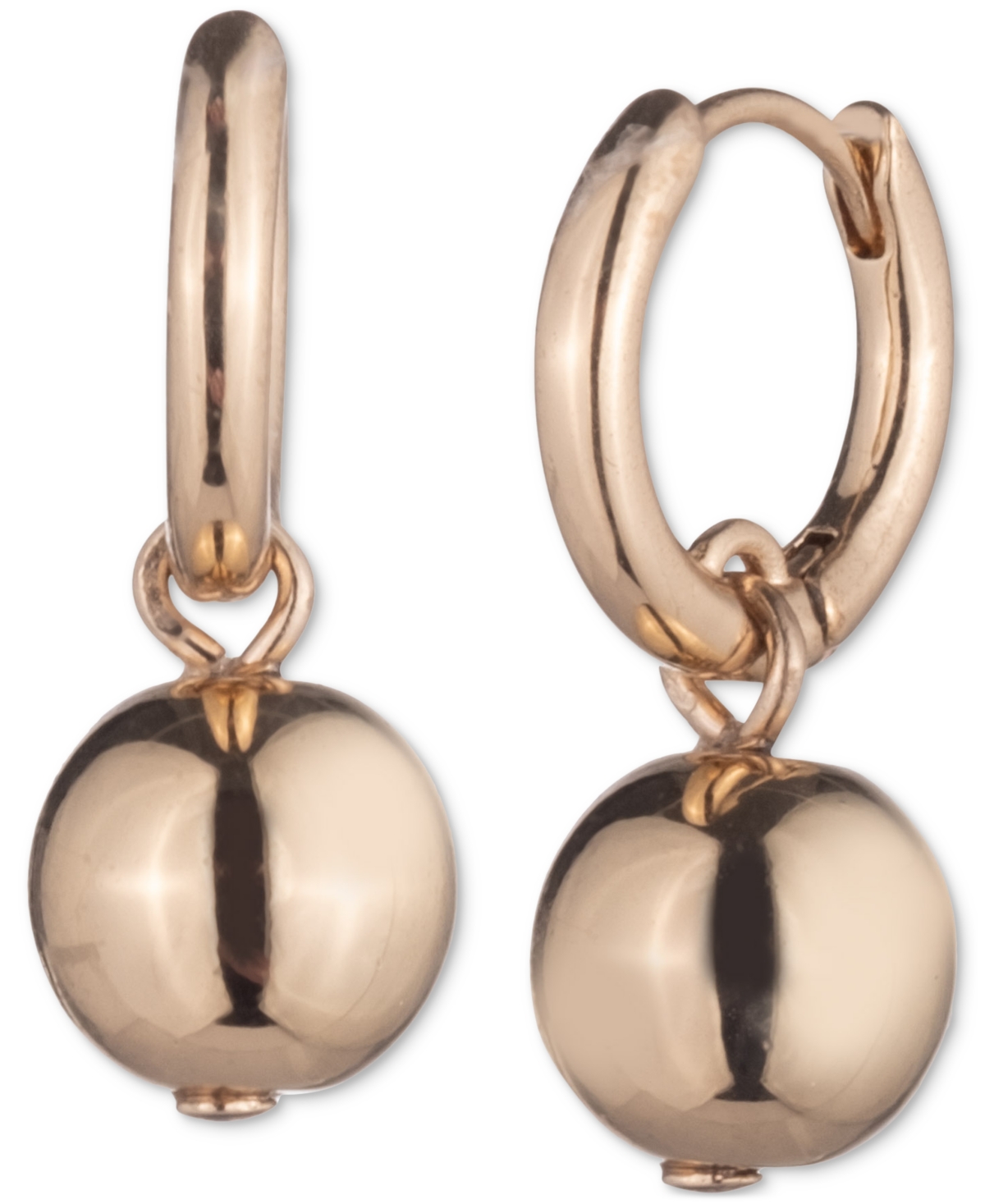Shop Ralph Lauren Bead Drop Huggie Hoop Earrings In Gold