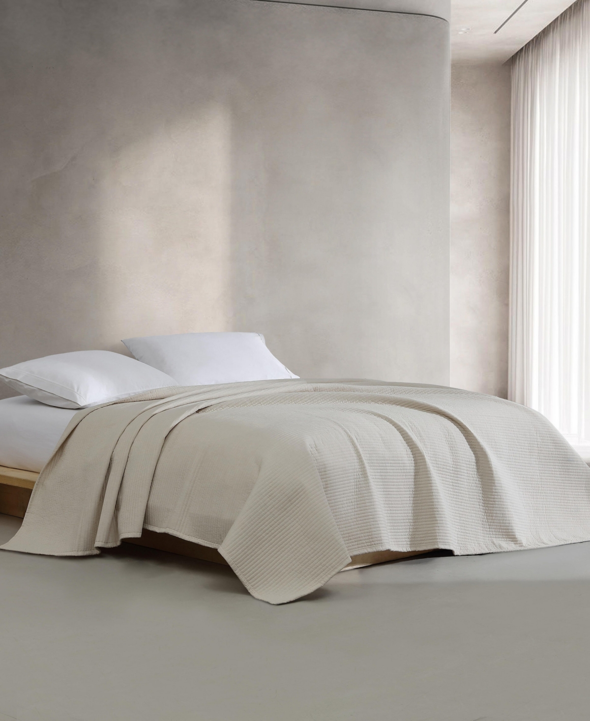 Calvin Klein Mini Channel Stitch Solid 3-pc. Quilt Set, Queen In Light Beige