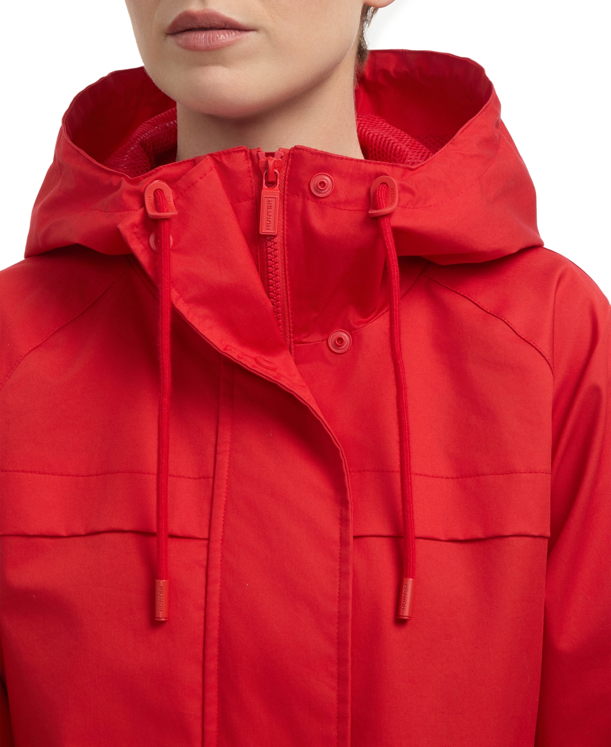 Hunter Women's Cotton High Low Rain Jacket In Red
