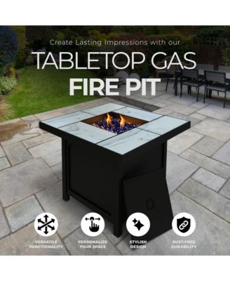 50,000 BTU 32 Inch Square Tile Tabletop Gas Fire Pit