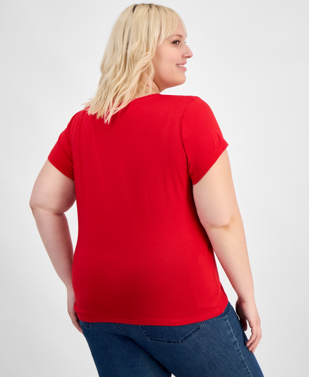 Aveto Plus Size Basic Crewneck Short-sleeve T-shirt In Red