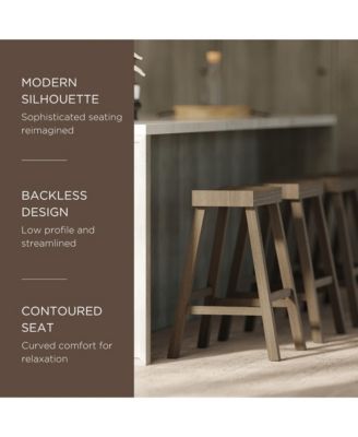 Vincent Wooden Rustic Aesthetic Kitchen Counter Stool, Set of 2