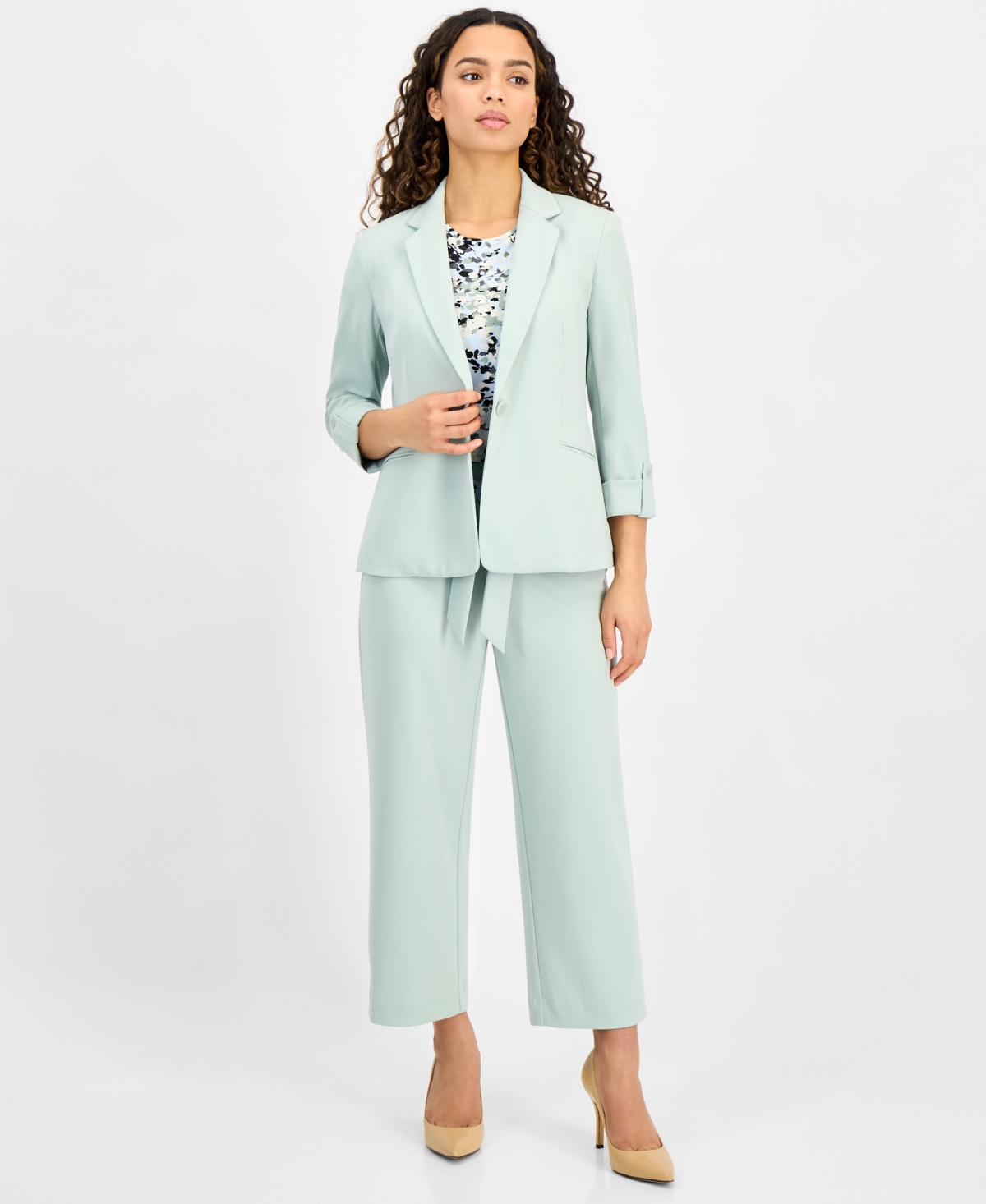 AK ANNE KLEIN PETITE COOL CREPE SINGLE BUTTON JACKET 
