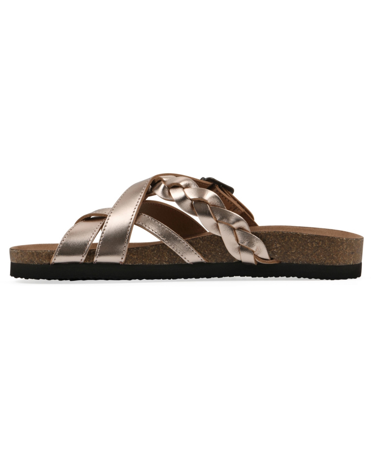 White Mountain Women's Harrington Round Toe Flat Sandals In Rosegold Metallic