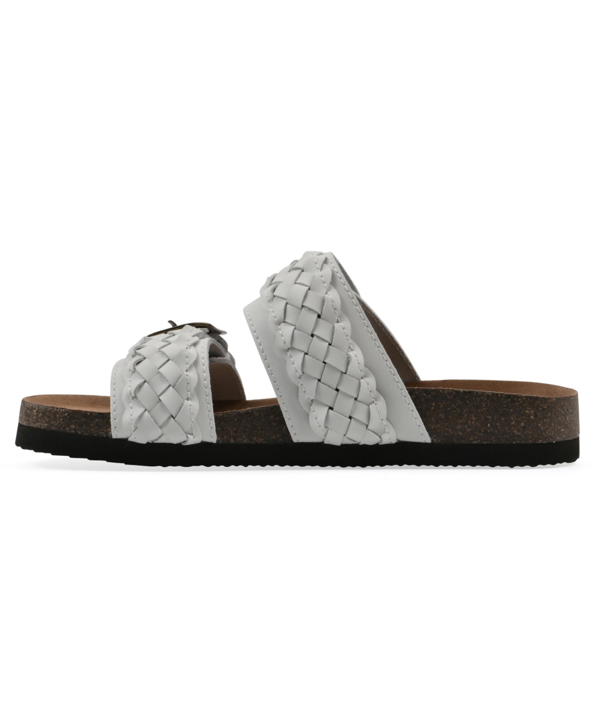 White Mountain Women's Hey Hey Round Toe Flat Sandals In White Leather