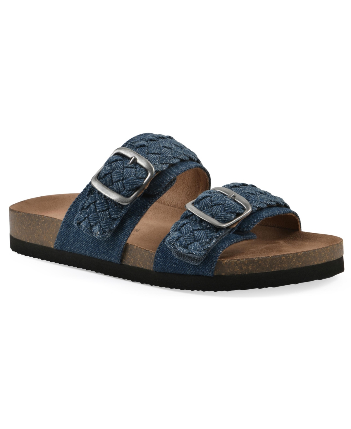 White Mountain Women's Hey Hey Round Toe Flat Sandals In Dark Blue Fabric
