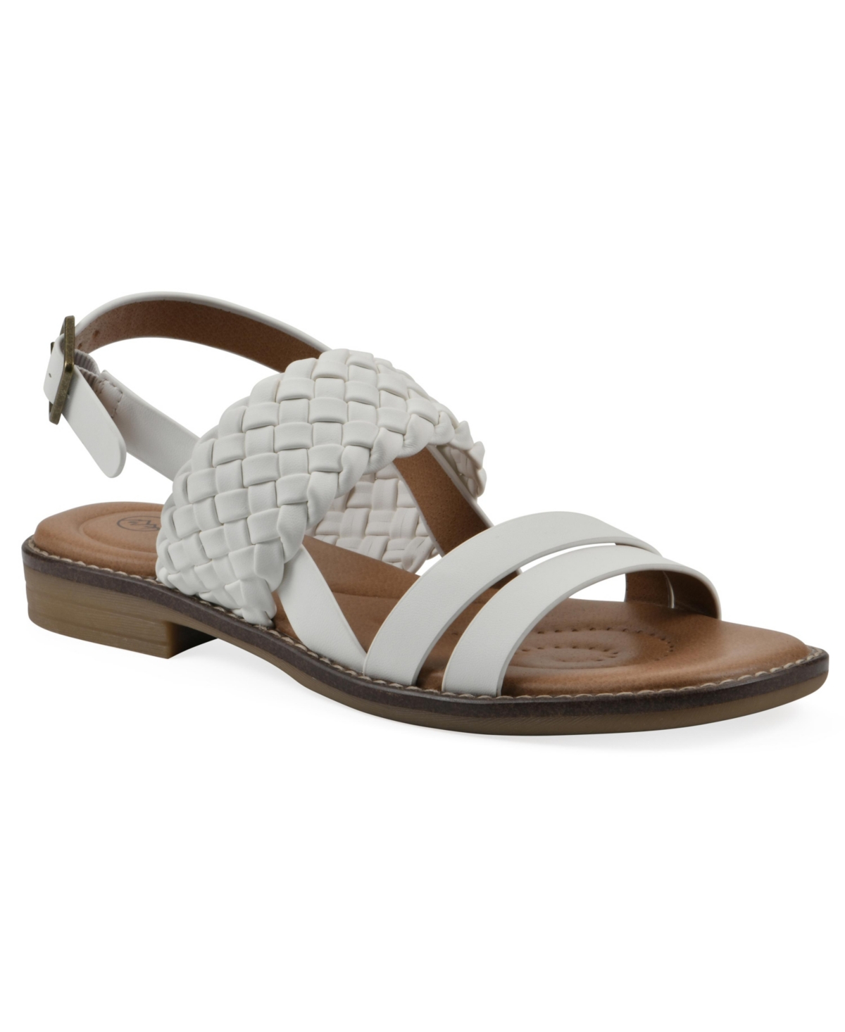 Women's Macaroni Round Toe Flat Sandals - Dark Tan Smooth