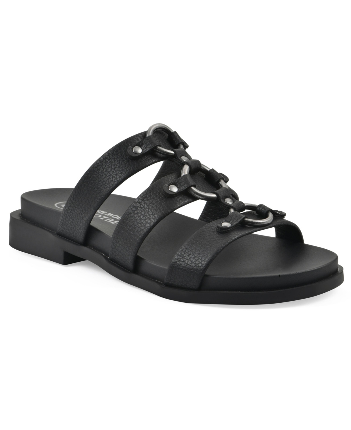 White Mountain Women's Koala Slip-on Flat Sandals In Black Smooth