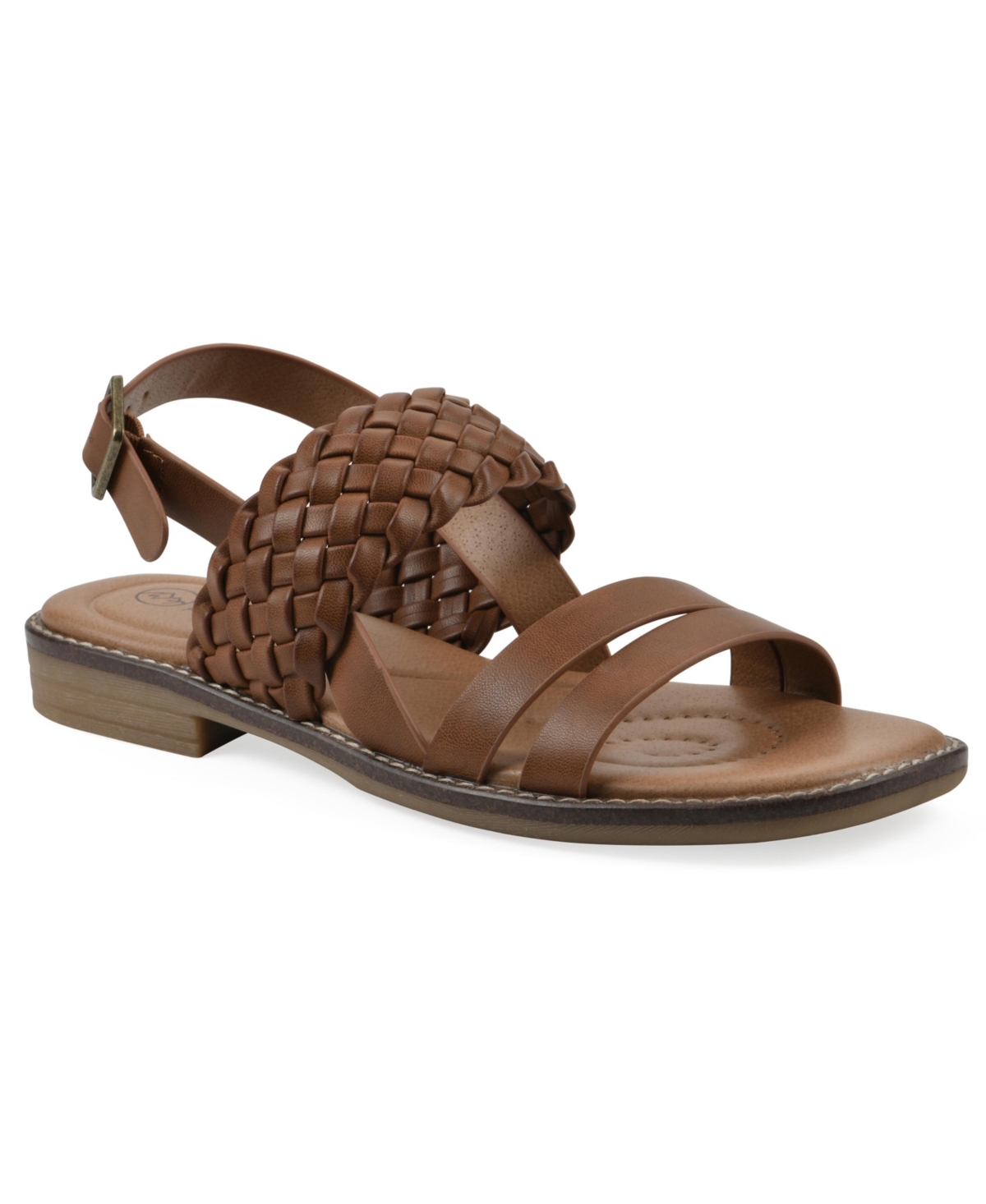White Mountain Women's Macaroni Round Toe Flat Sandals In Dark Tan Smooth
