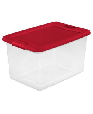 64 Qt. Clear Plastic Latching Lid Storage Bin Container Tote, 6 Pack