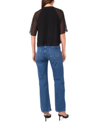 Women's V-Neck Short-Flutter-Sleeve Top