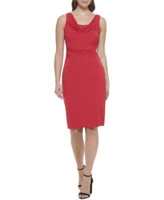 Women's Cowlneck Jersey Knit Sheath Dress