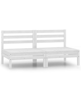 Patio Middle Sofas 2 pcs White Solid Wood Pine