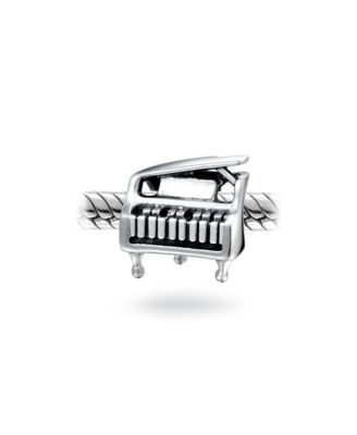 Grand Piano Charm Bead Musicians in Oxidized Sterling Silver Fits Bracelets